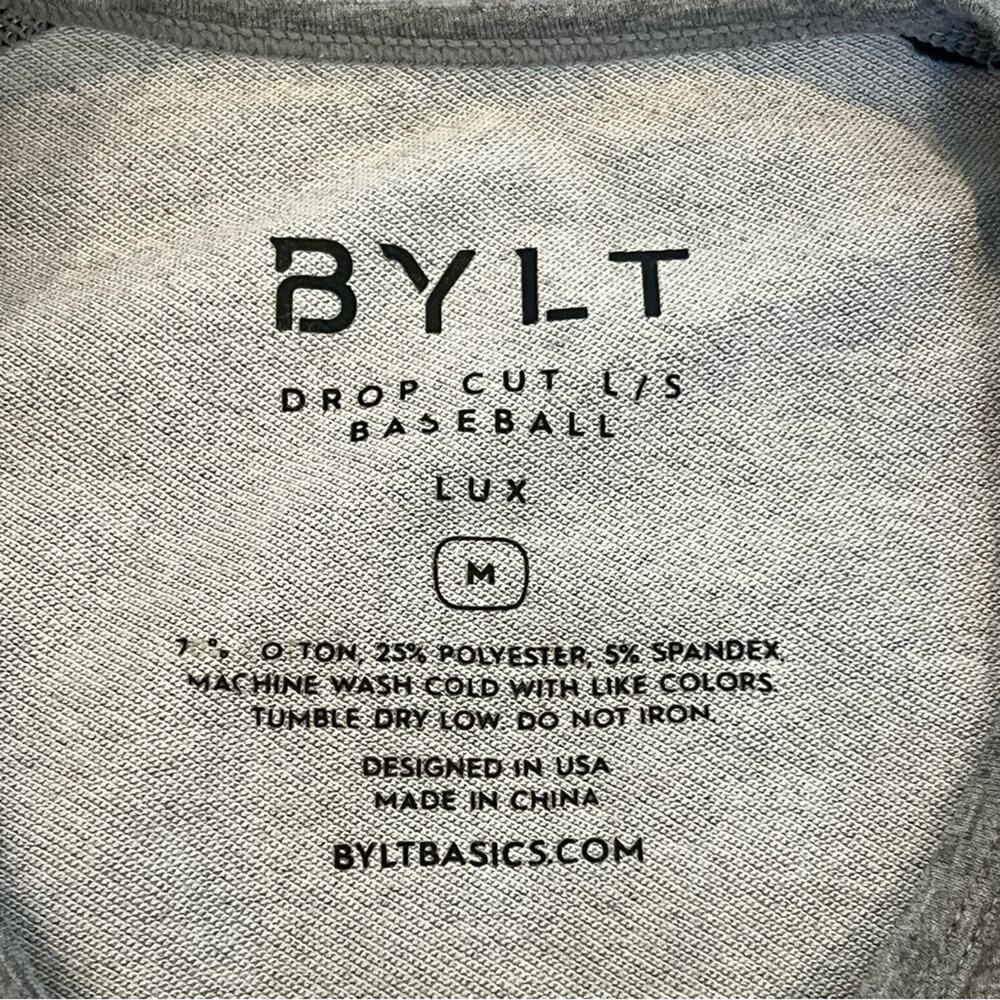Bylt Drop Cut Lux Baseball Long Sleeve T-Shirt Gray Navy Raglan Men's Medium L/S - Picture 8 of 8